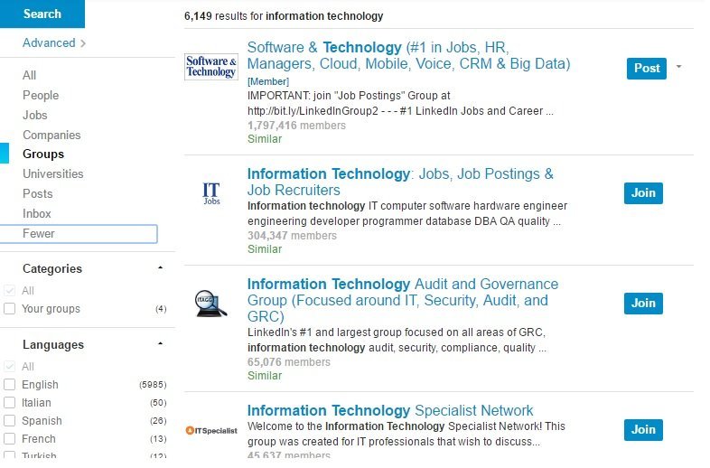 Join Industry and Skills-Based Groups on LinkedIn